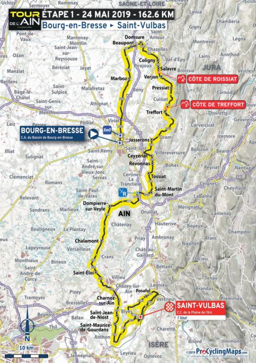 Streckenverlauf Tour de lAin 2019 - Etappe 1