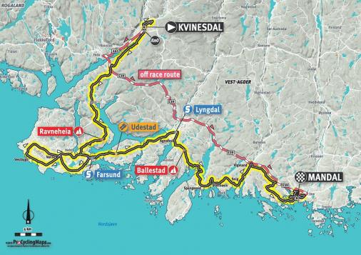 Streckenverlauf Tour of Norway 2019 - Etappe 2