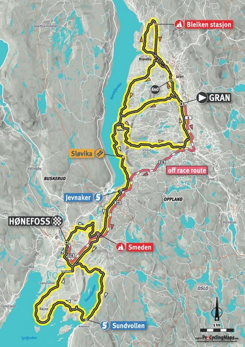 Streckenverlauf Tour of Norway 2019 - Etappe 6