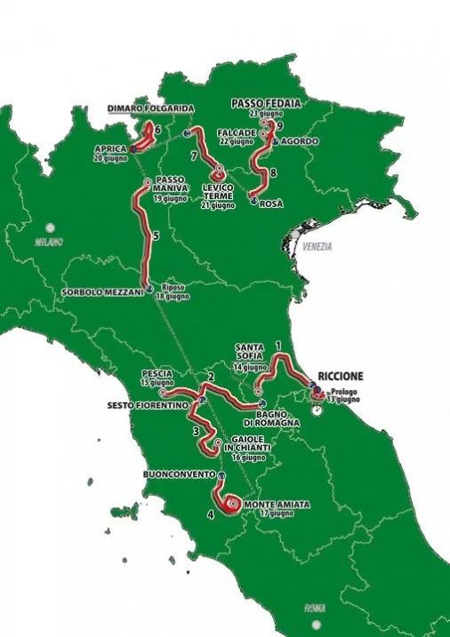 Streckenverlauf Giro Ciclistico d’Italia 2019