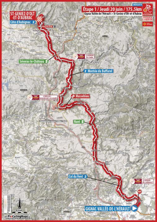 Streckenverlauf La Route dOccitanie - La Dpche du Midi 2019 - Etappe 1