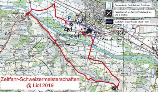 Streckenverlauf Nationale Meisterschaften Schweiz 2019 - Einzelzeitfahren