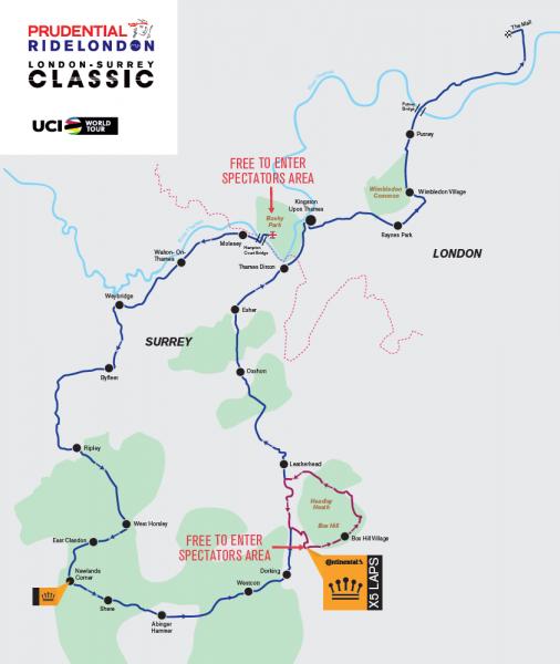 Streckenverlauf Prudential RideLondon - Surrey Classic 2019