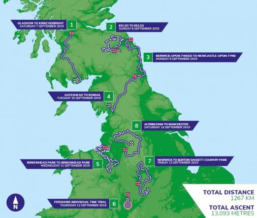 Streckenverlauf OVO Energy Tour of Britain 2019