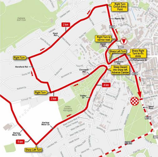 Streckenverlauf Straßen-WM 2019 - Mannschaftszeitfahren Mixed-Staffel, letzte 5 km