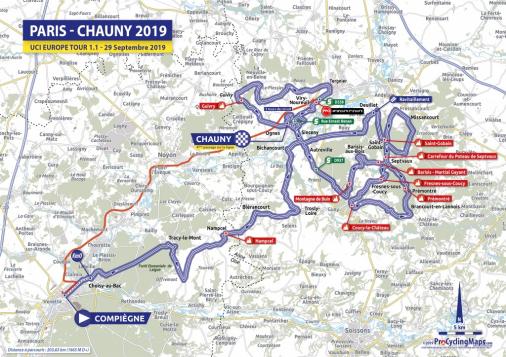 Streckenverlauf Paris-Chauny 2019