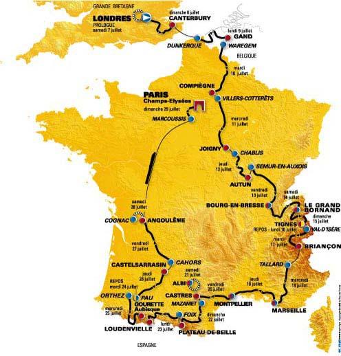 Tour de France - Streckenkarte