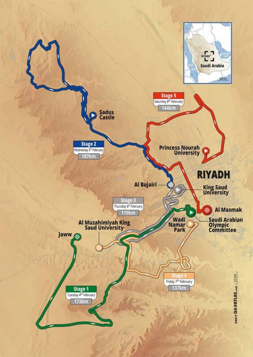 Streckenverlauf Saudi Tour 2020