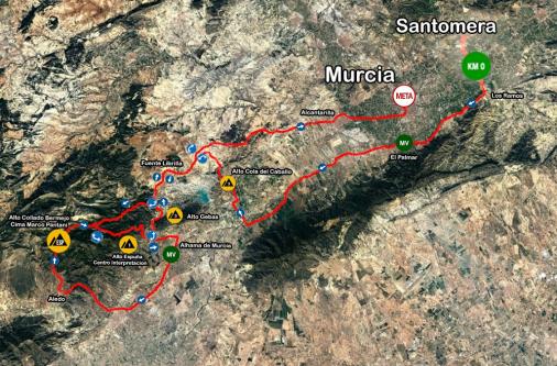Streckenverlauf Vuelta Ciclista a la Región de Murcia Costa Calida 2020 - Etappe 2