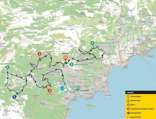 Streckenverlauf Tour des Alpes Maritimes et du Var 2020 - Etappe 1