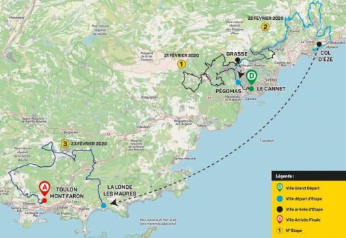 Streckenverlauf Tour des Alpes Maritimes et du Var 2020