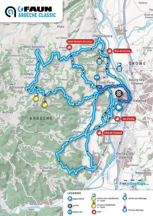 Streckenverlauf Faun-Ardèche Classic 2020