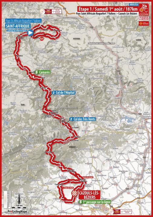 Streckenverlauf La Route dOccitanie - La Dpche du Midi 2020 - Etappe 1