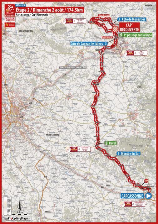 Streckenverlauf La Route dOccitanie - La Dpche du Midi 2020 - Etappe 2