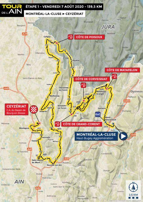 Streckenverlauf Tour de lAin 2020 - Etappe 1