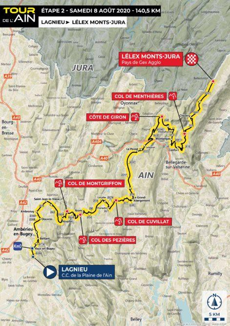 Streckenverlauf Tour de l’Ain 2020 - Etappe 2