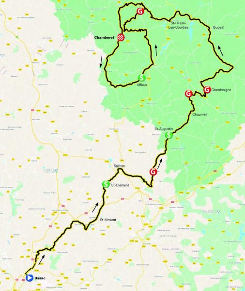 Streckenverlauf Tour du Limousin - Nouvelle Aquitaine 2020 - Etappe 3