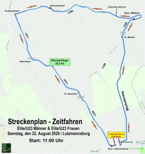Streckenverlauf Nationale Meisterschaften Österreich 2020 - Einzelzeitfahren