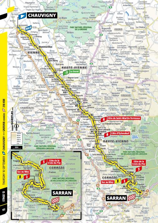 Streckenverlauf Tour de France 2020 - Etappe 12