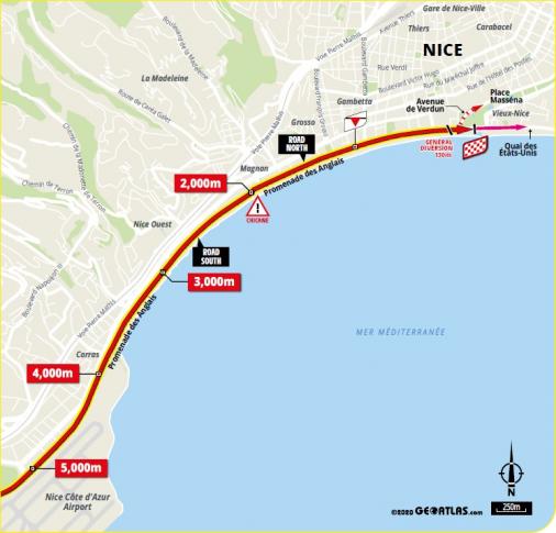 Streckenverlauf Tour de France 2020 - Etappe 1, letzte 5 km