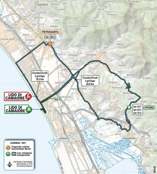 Streckenverlauf Tirreno - Adriatico 2020 - Etappe 1