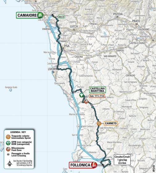 Streckenverlauf Tirreno - Adriatico 2020 - Etappe 2