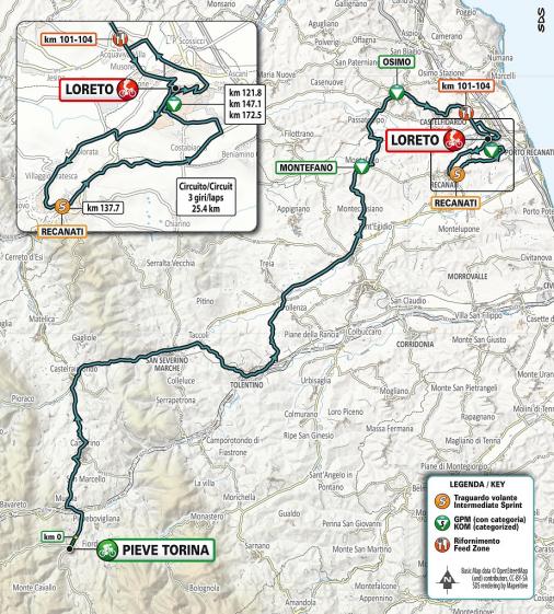 Streckenverlauf Tirreno - Adriatico 2020 - Etappe 7
