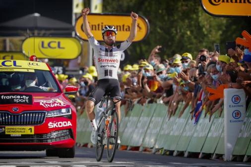 Seine dritte Flucht bei dieser Tour de France beendet Marc Hirschi als Etappensieger (Foto: twitter.com/teamsunweb)