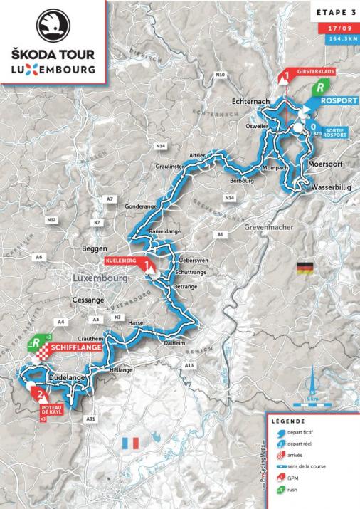 Streckenverlauf Skoda-Tour de Luxembourg 2020 - Etappe 3
