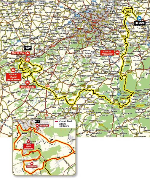 Streckenverlauf La Flèche Wallonne 2020