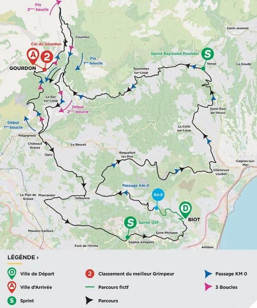 Streckenverlauf Tour des Alpes Maritimes et du Var 2021 - Etappe 1