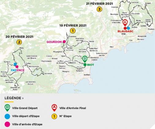 Streckenverlauf Tour des Alpes Maritimes et du Var 2021