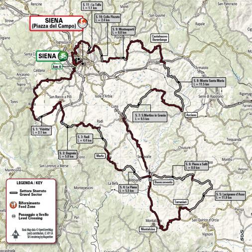 Streckenverlauf Strade Bianche 2021 (Frauen)