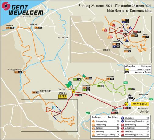 Streckenverlauf Gent - Wevelgem 2021 (Mnner Elite)