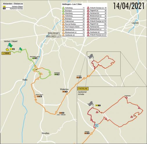 Streckenverlauf De Brabantse Pijl 2021 (Frauen Elite)