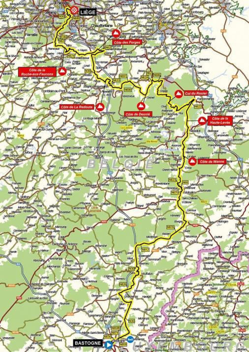 Streckenverlauf Liège - Bastogne - Liège Femmes 2021