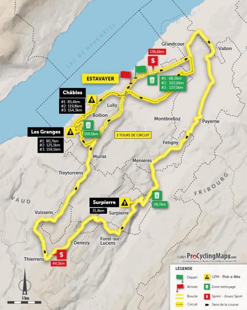Streckenverlauf Tour de Romandie 2021 - Etappe 3