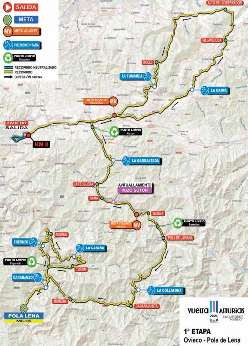 Streckenverlauf Vuelta Asturias Julio Alvarez Mendo 2021 - Etappe 1