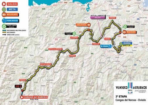 Streckenverlauf Vuelta Asturias Julio Alvarez Mendo 2021 - Etappe 3