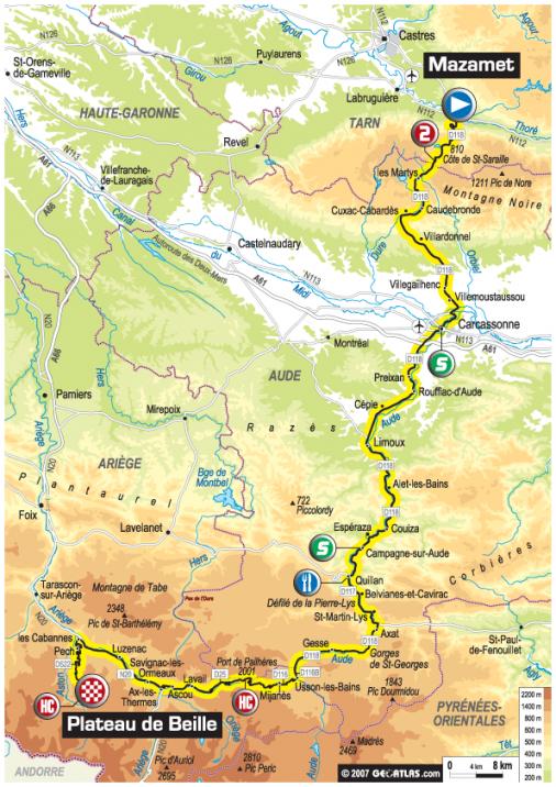 Streckenverlauf Tour de France 2007 - Etappe 14