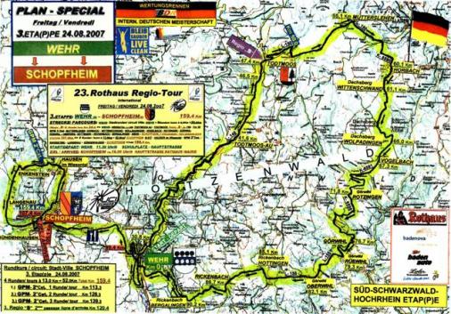 Streckenverlauf Rothaus Regio-Tour International 2007 - Etappe 3
