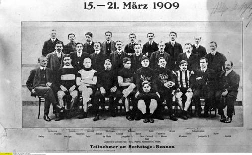Starter 1. Berliner Sixdays 15.03.1909. Foto: gesponsort von www.ullsteinbild.de