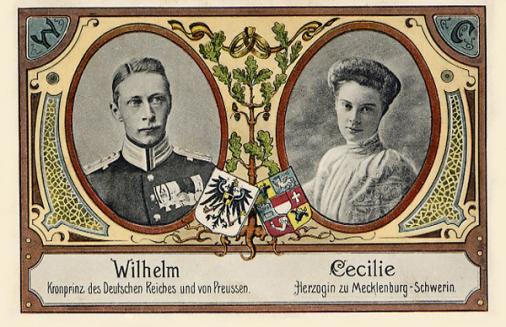 Kronprinz Wilhelm machte die Sixdays 1909 in Berlin gesellschaftsfhig,  Ehefrau Cecile Herzogin zu Mecklenburg Schwerin. Foto: private Postkarte