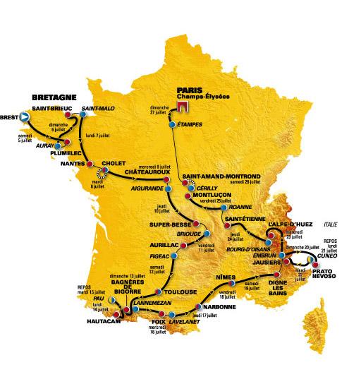 Streckenverlauf Tour de France 2008