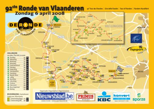Streckenverlauf Ronde van Vlaanderen 2008