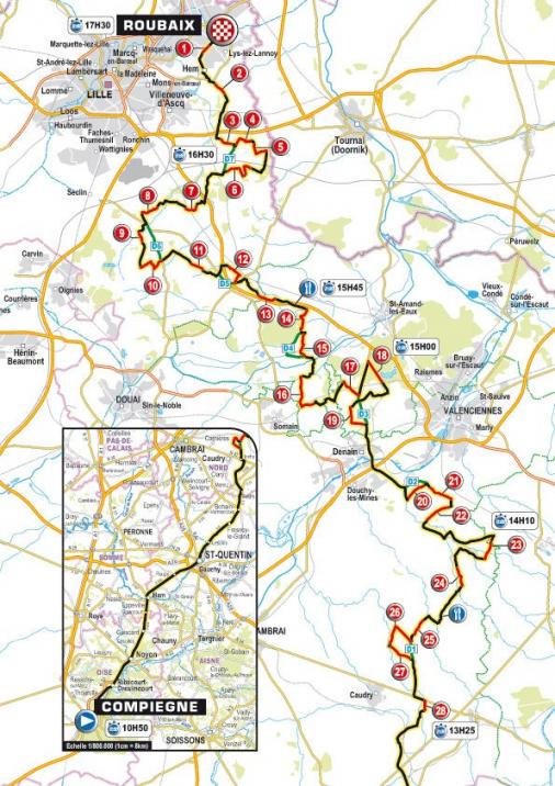 Streckenverlauf Paris - Roubaix 2008