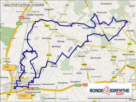 Streckenverlauf Unive Ronde Van Drenthe
