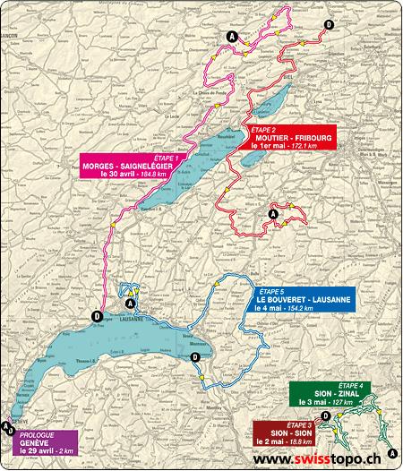 Streckenverlauf Tour de Romandie 2008