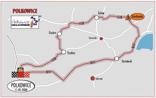 Streckenverlauf Szlakiem Grodw Piastowskich 2008 - Etappe 5