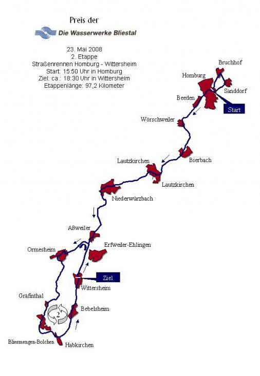 Streckenverlauf Trofeo Karlsberg 2008 - Etappe 2